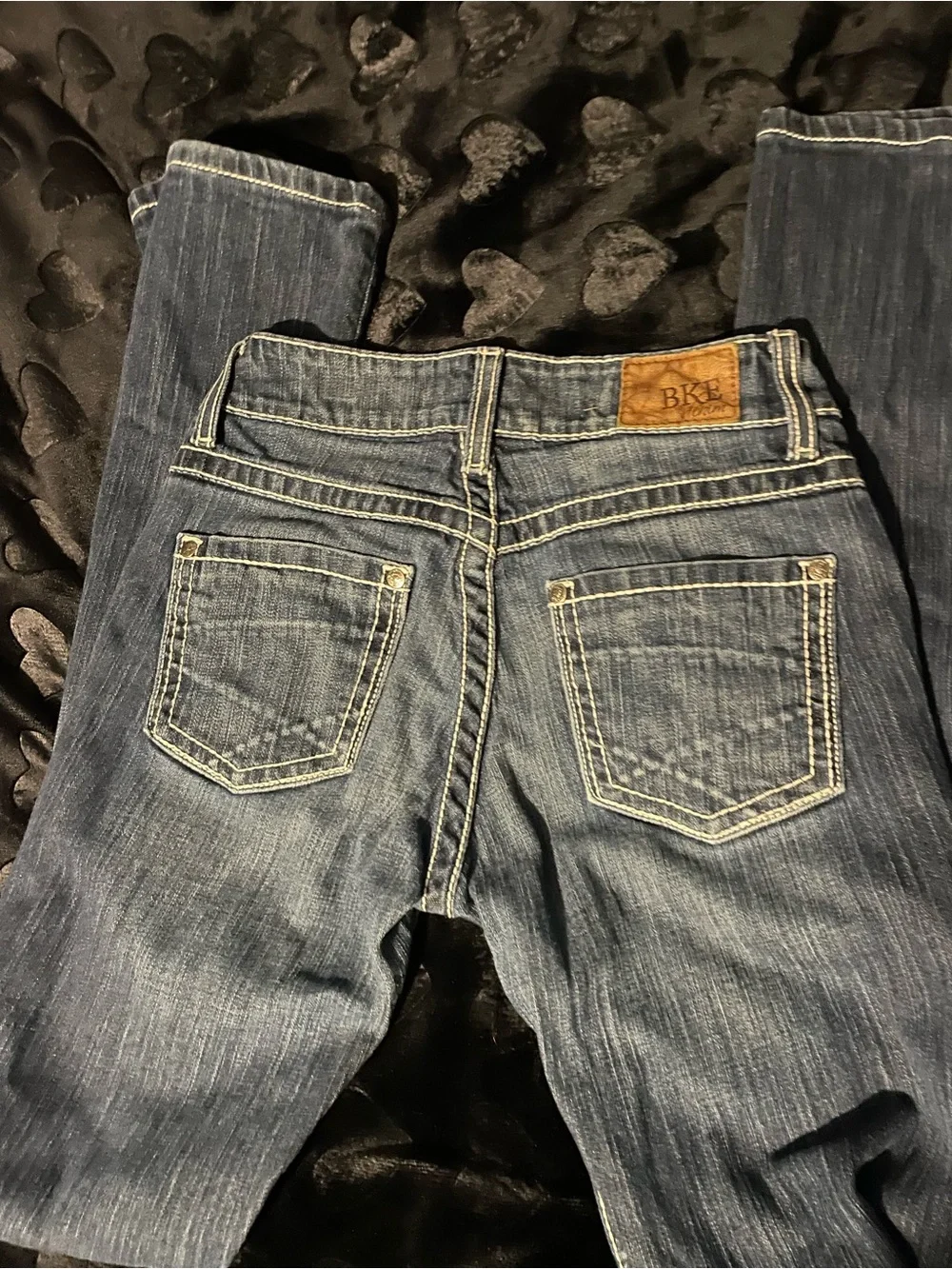 BKE Women's Bootcut Jeans in Faded Blue with Contrast Stitching